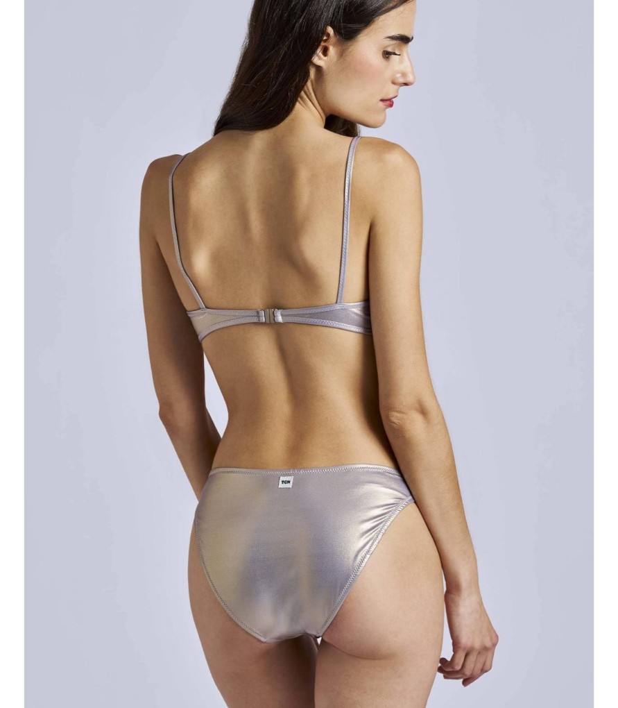 Banadores Y Bikinis | TCN Bikini Pince Con Tejido Brillante Color Plata