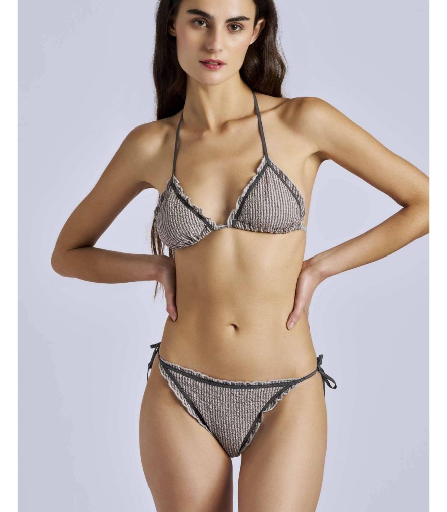 Banadores Y Bikinis | TCN Bikini Cortina Atado Al Cuello Y Braga Lazos Color Gris